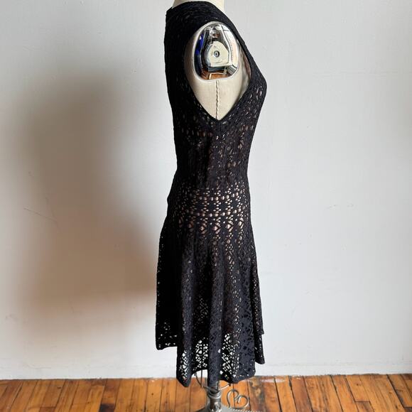 ALAÏA Black Eyelet Lace Fit-and-Flare Knee-length Dress - Picture 3 of 10